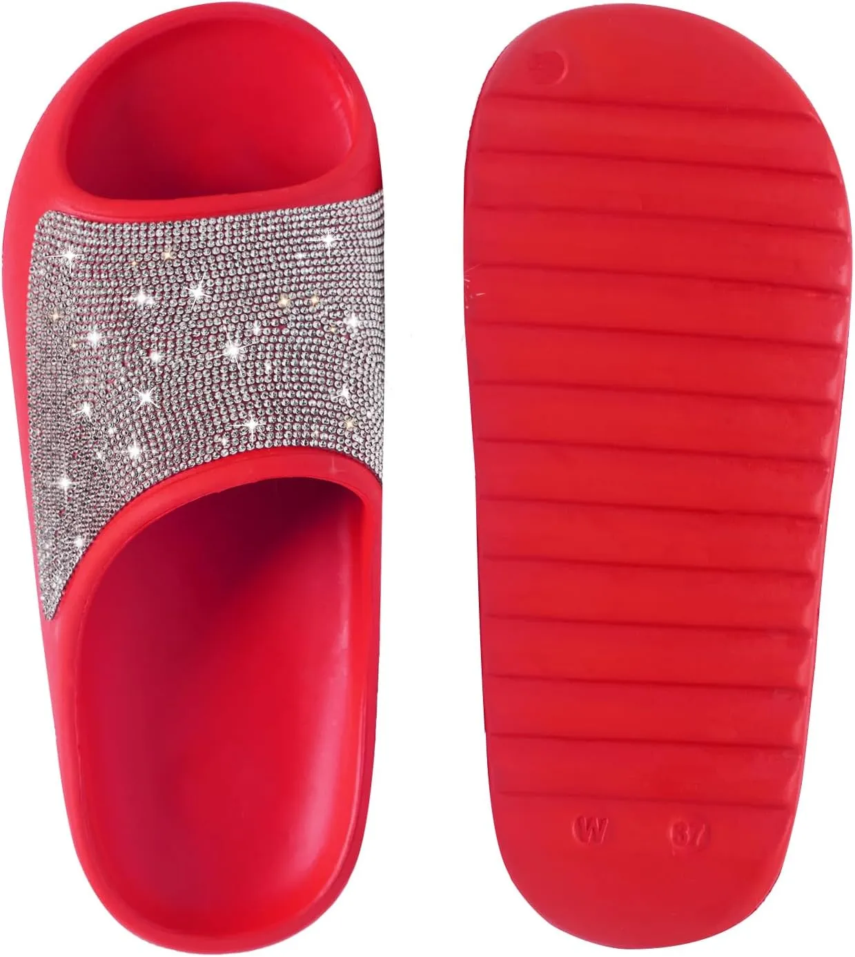 Fashion Crystal Slides for Women Summer Bling Sandals for Girls Women's Diamond Slippers with Glitter