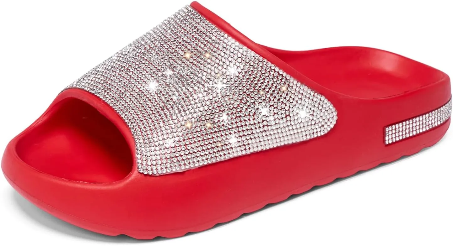 Fashion Crystal Slides for Women Summer Bling Sandals for Girls Women's Diamond Slippers with Glitter