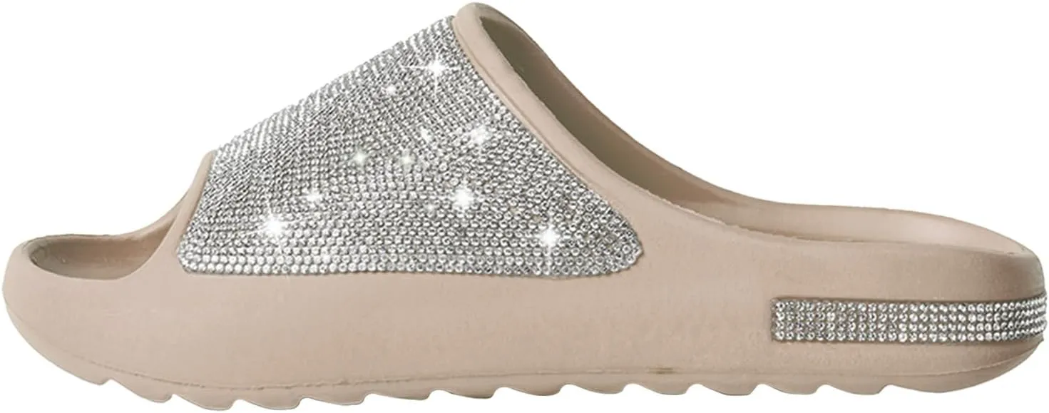 Fashion Crystal Slides for Women Summer Bling Sandals for Girls Women's Diamond Slippers with Glitter