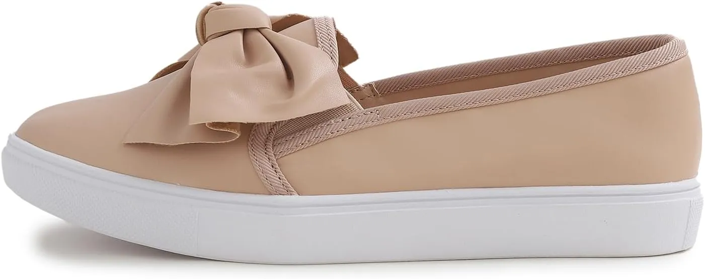 FEVERSOLE Women's Casual Slip On Sneaker Fashion Bow Tie Loafer Flats