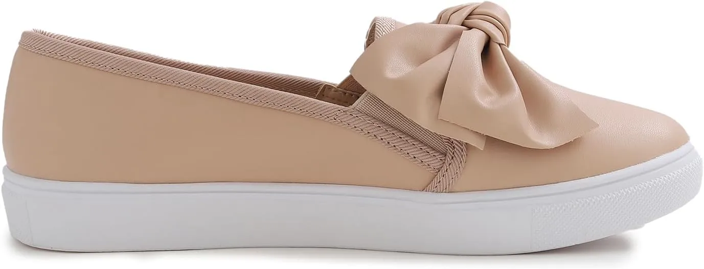 FEVERSOLE Women's Casual Slip On Sneaker Fashion Bow Tie Loafer Flats
