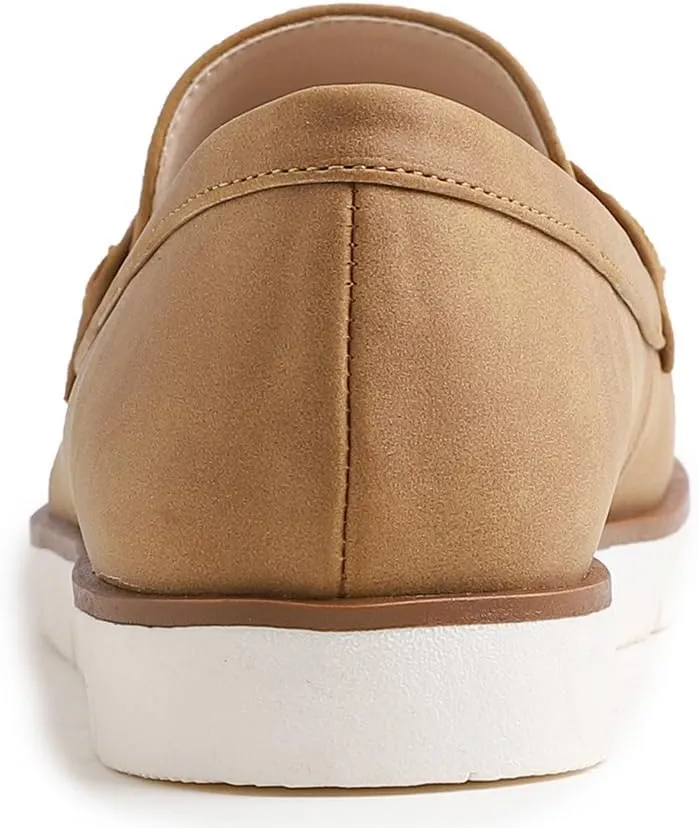 FEVERSOLE Women's Comfort Penny Loafer Geniune Leather Insole Flexible Walking Driving Shoes