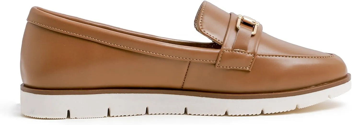 FEVERSOLE Women's Comfort Penny Loafer Geniune Leather Insole Flexible Walking Driving Shoes