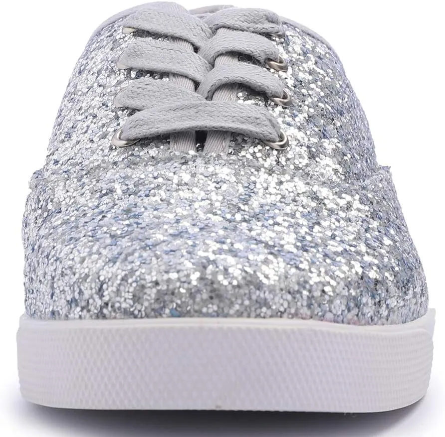 FEVERSOLE Women's Fashion Dress Sneakers Party Bling Casual Flats Embellished Shoes