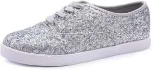FEVERSOLE Women's Fashion Dress Sneakers Party Bling Casual Flats Embellished Shoes