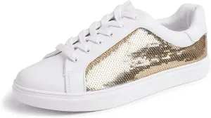 FEVERSOLE Women's Fashion Sparkle Sequin Embellished Sneaker Party Holiday Casual Shoes