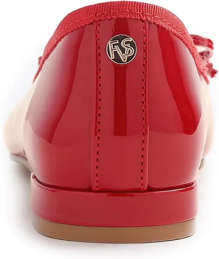 FEVERSOLE Women's Square Toe Low Heel Bow Tie Dress Pump Shoes