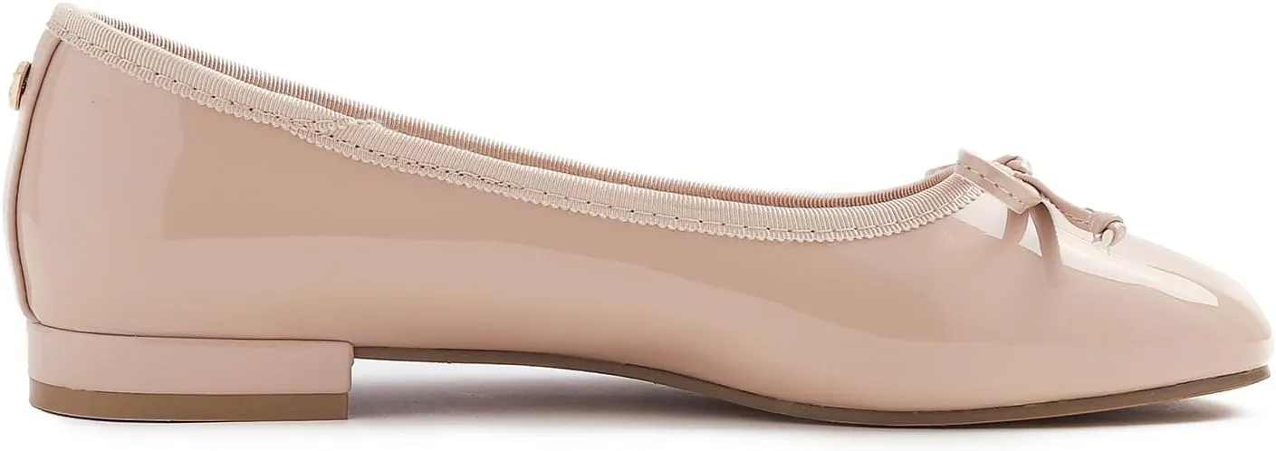 FEVERSOLE Women's Square Toe Low Heel Bow Tie Dress Pump Shoes