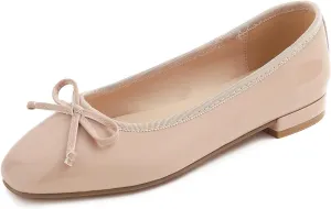 FEVERSOLE Women's Square Toe Low Heel Bow Tie Dress Pump Shoes
