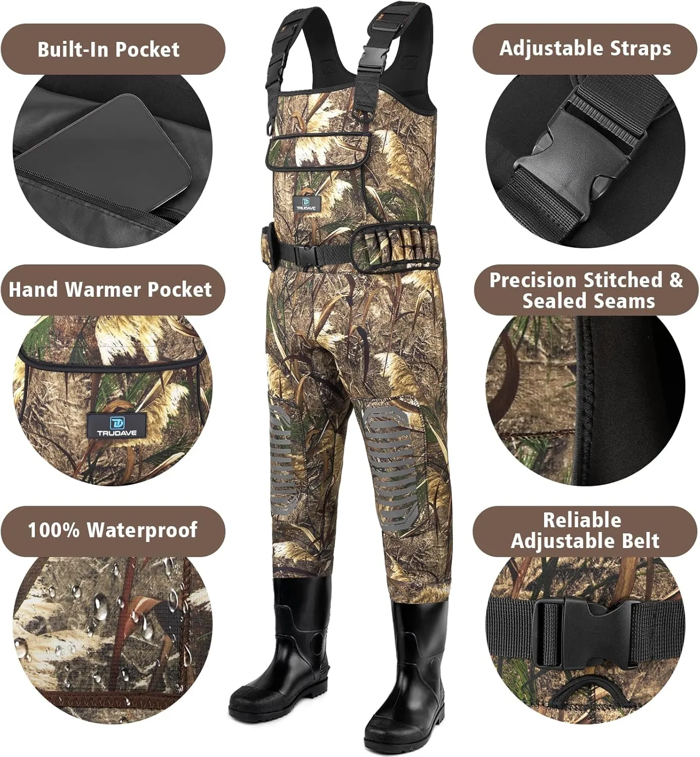 Fishing Waders for Men, Chest Waders with Boots Waterproof for Men & Women, Neoprene Waders for Hunting & Fishing