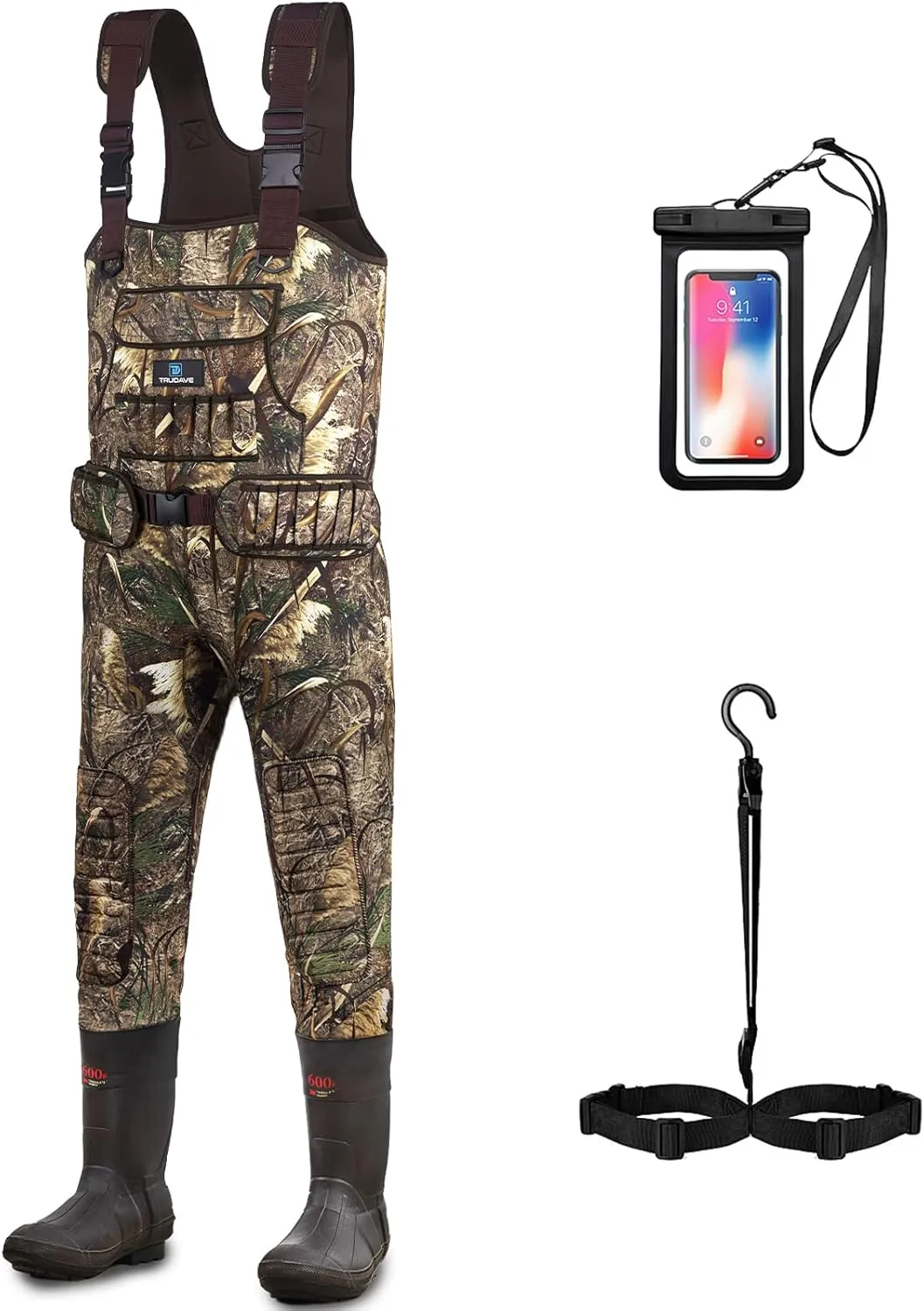 Fishing Waders for Men,Hunting and Waterproof Neoprene Wader for Men with 600G Insulation and Includes Boots
