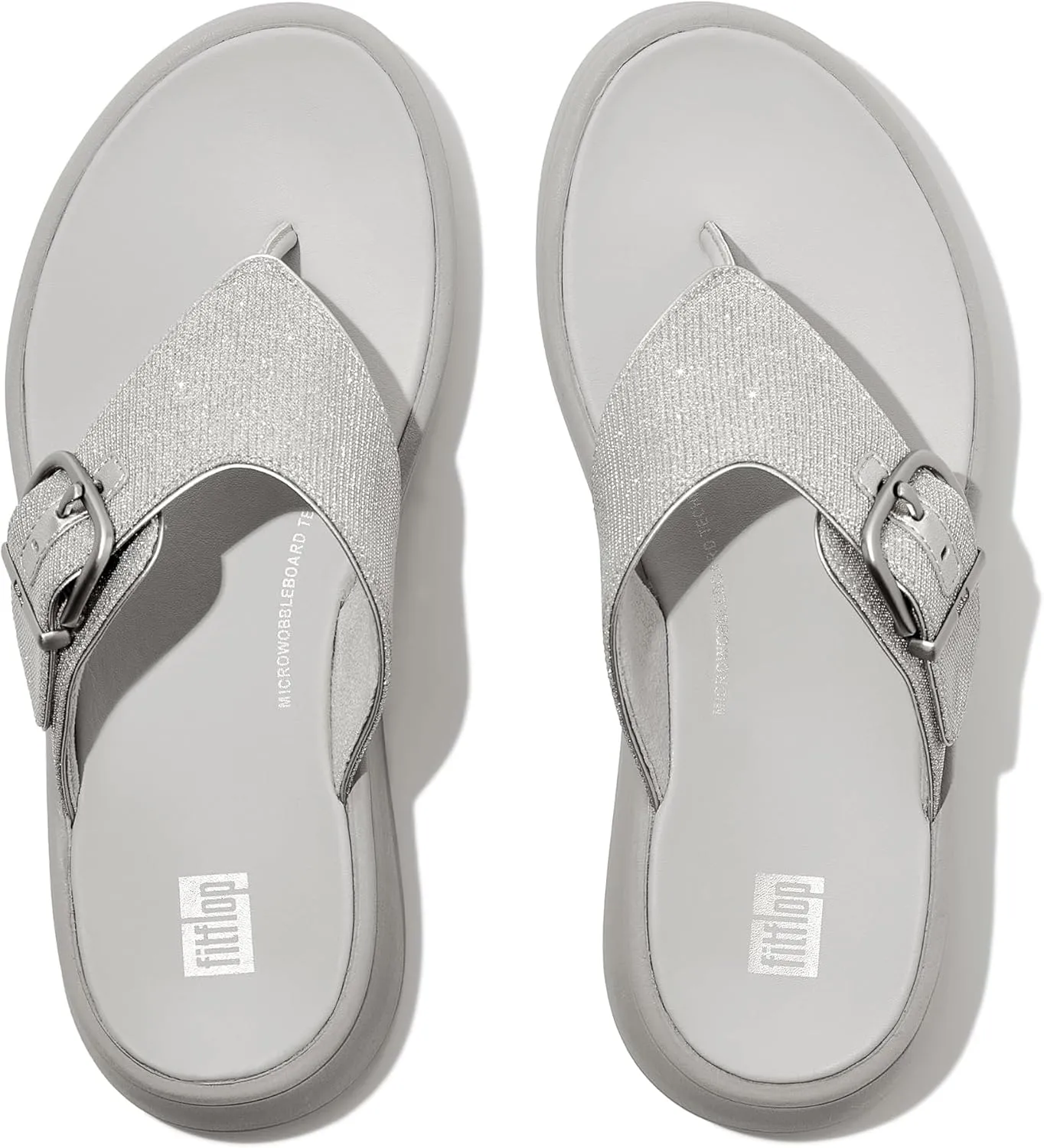 FitFlop Women's F-Mode Buckle Shimmerlux Flatform Toe-Post Sandals Wedge