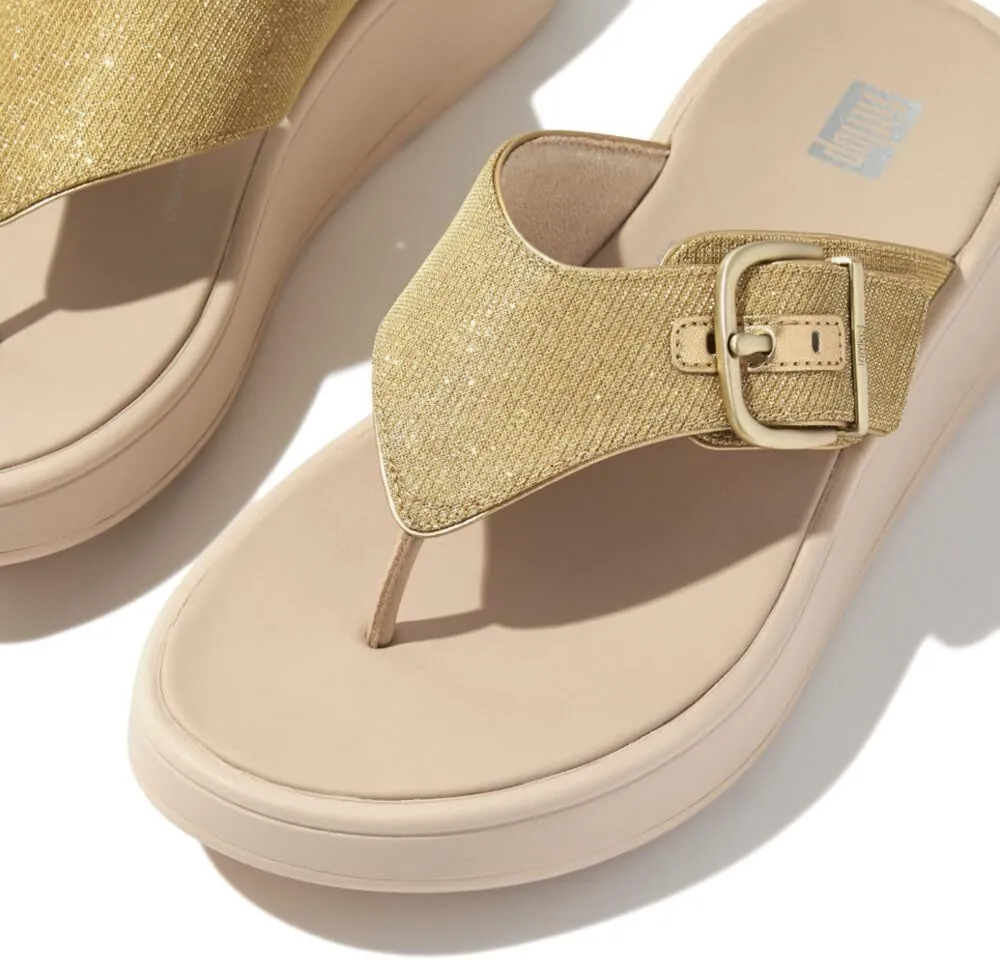 FitFlop Women's F-Mode Buckle Shimmerlux Flatform Toe-Post Sandals Wedge