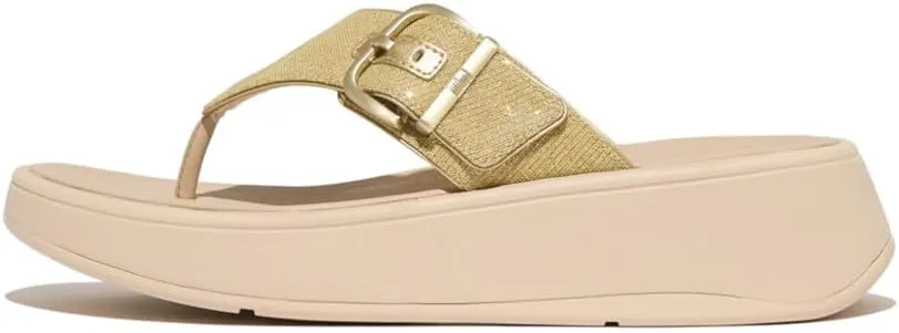 FitFlop Women's F-Mode Buckle Shimmerlux Flatform Toe-Post Sandals Wedge