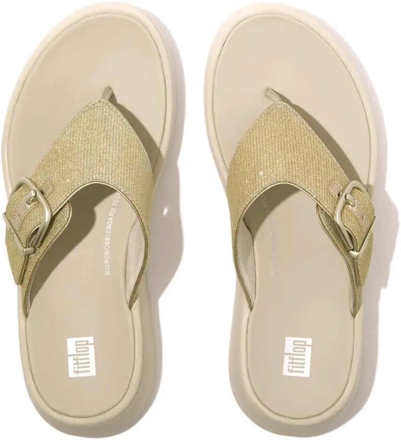 FitFlop Women's F-Mode Buckle Shimmerlux Flatform Toe-Post Sandals Wedge