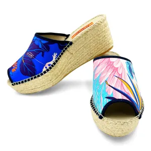 FLAMINGO Blue Modern Wedge Espadrilles
