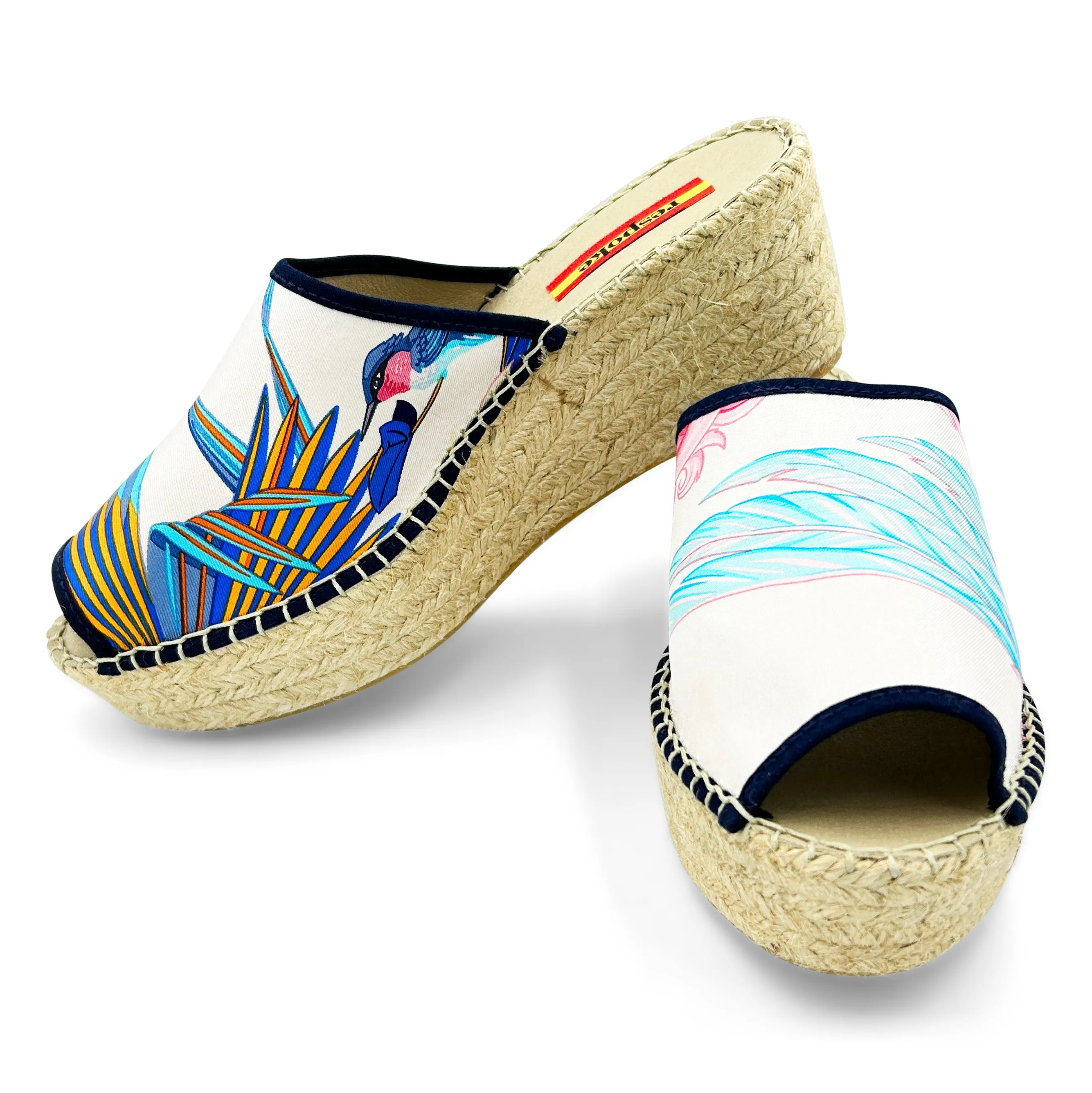 FLAMINGO Blue Modern Wedge Espadrilles