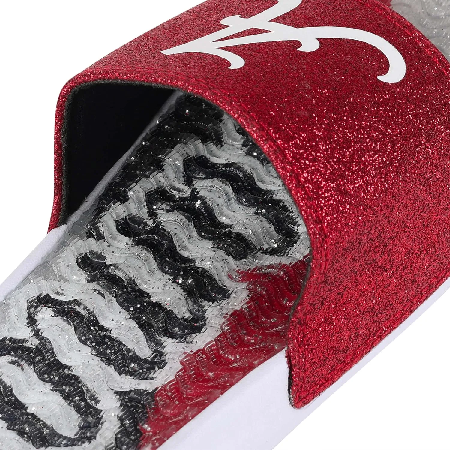 FOCO Womens NCAA College Team Big Logo Shimmer Slide Flip Flop Sandals