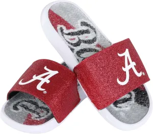 FOCO Womens NCAA College Team Big Logo Shimmer Slide Flip Flop Sandals