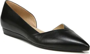 FOWT Spring Two-Toned Leather Leopard Print Patchwork Half D'Orsay Flats Chic Sexy Pointed Toe Slip on Low Heel Shoes Elegant Simple Office Black Ballet Flats for Women, US Size 4-16 M