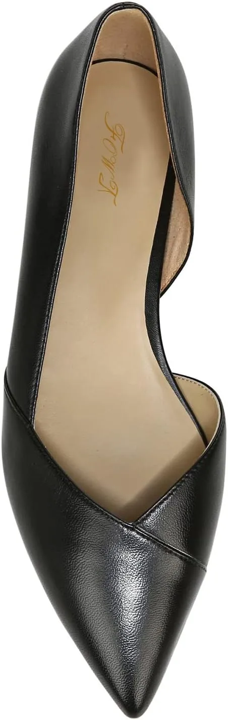 FOWT Spring Two-Toned Leather Leopard Print Patchwork Half D'Orsay Flats Chic Sexy Pointed Toe Slip on Low Heel Shoes Elegant Simple Office Black Ballet Flats for Women, US Size 4-16 M