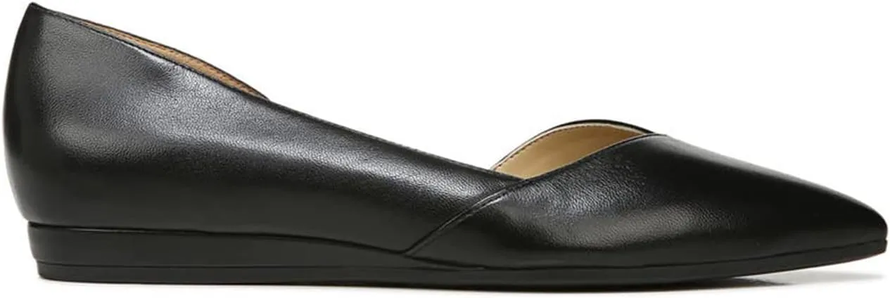 FOWT Spring Two-Toned Leather Leopard Print Patchwork Half D'Orsay Flats Chic Sexy Pointed Toe Slip on Low Heel Shoes Elegant Simple Office Black Ballet Flats for Women, US Size 4-16 M