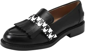 FOWT Women Round Toe Platform Penny Loafers Slip on Tassel Flat Pumps Contrast Stitching Office School Shoes Size 4-16 US