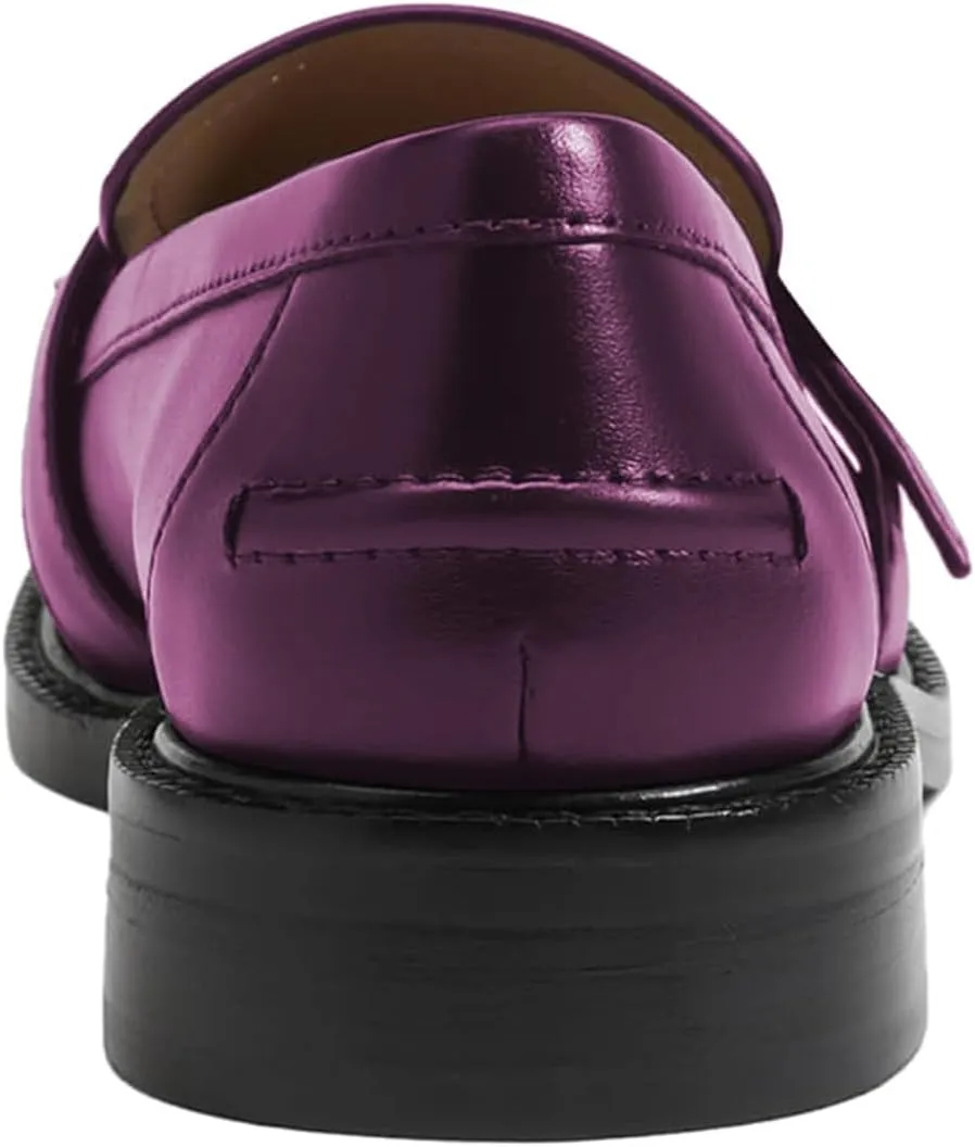 FOWT Women Round Toe Platform Penny Loafers Slip on Tassel Flat Pumps Contrast Stitching Office School Shoes Size 4-16 US