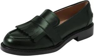 FOWT Women Round Toe Platform Penny Loafers Slip on Tassel Flat Pumps Contrast Stitching Office School Shoes Size 4-16 US
