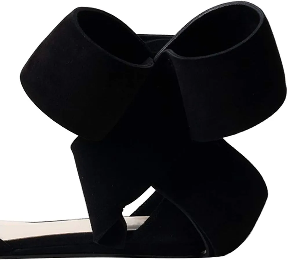 FSJ Women Chic Closed Pointed Toe D'Orsay Ankle Strap Ballet Flats Shoes Large Side Bows Comfortable Shoes Size 4-16 US