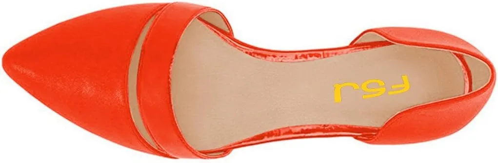 FSJ Women Cute D'Orsay Ballet Flat for Comfort Pointed Toe Low Heel Dress Casual Shoe Size 4-15 US