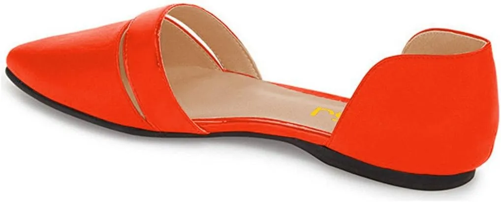 FSJ Women Cute D'Orsay Ballet Flat for Comfort Pointed Toe Low Heel Dress Casual Shoe Size 4-15 US