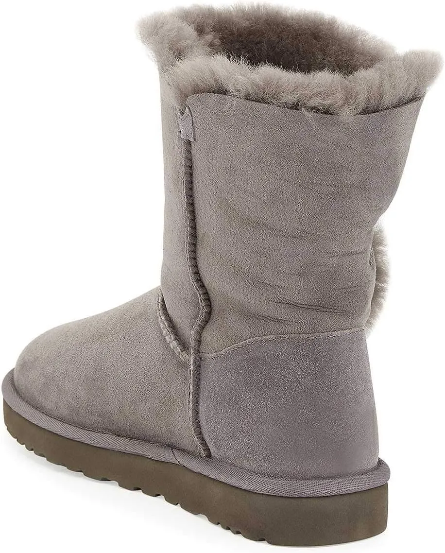 FSJ Women Winter Mid Calf Snow Boots Round Toe Flat Warm Fur Low Heel Comfy Shoes Size 4-15 US
