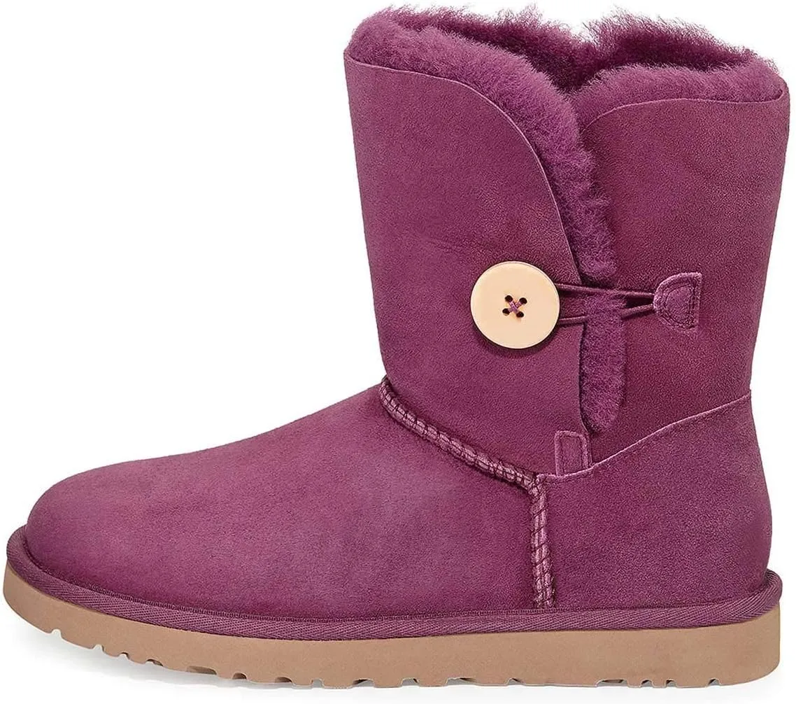 FSJ Women Winter Mid Calf Snow Boots Round Toe Flat Warm Fur Low Heel Comfy Shoes Size 4-15 US