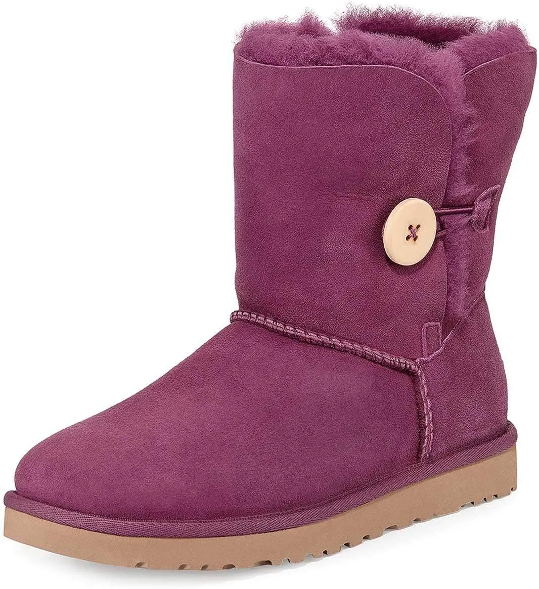 FSJ Women Winter Mid Calf Snow Boots Round Toe Flat Warm Fur Low Heel Comfy Shoes Size 4-15 US