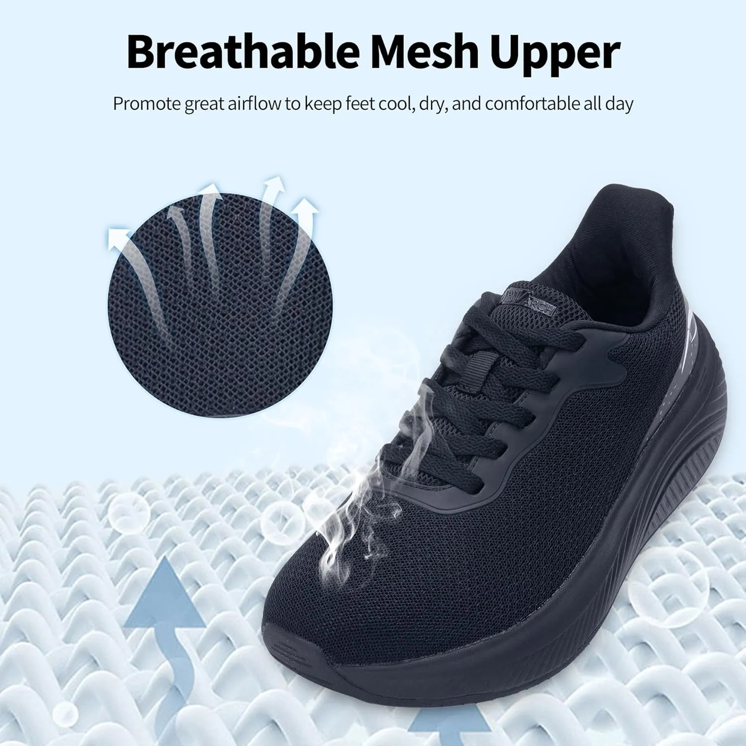GANNOU Wide Toe Box Walking Shoes Arch Support Plantar Fasciitis Sneakers Orthotic Tennis Shoes