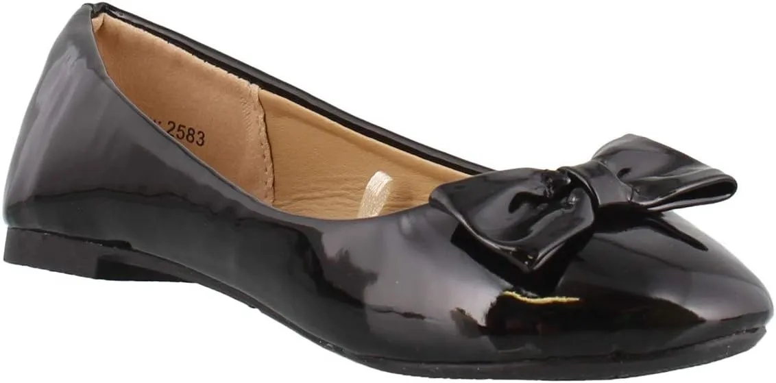 Girls Josmo, Bow Dressy Flats Black Patent