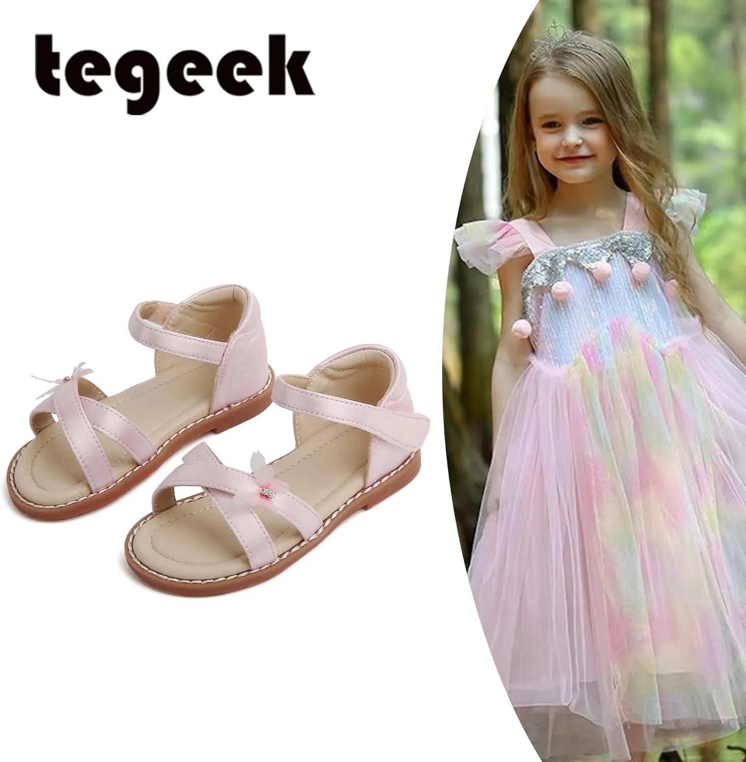 Girls Sandals 3-12 Years | Dressy & Play Shoes | Leather-Like for Outdoor School
