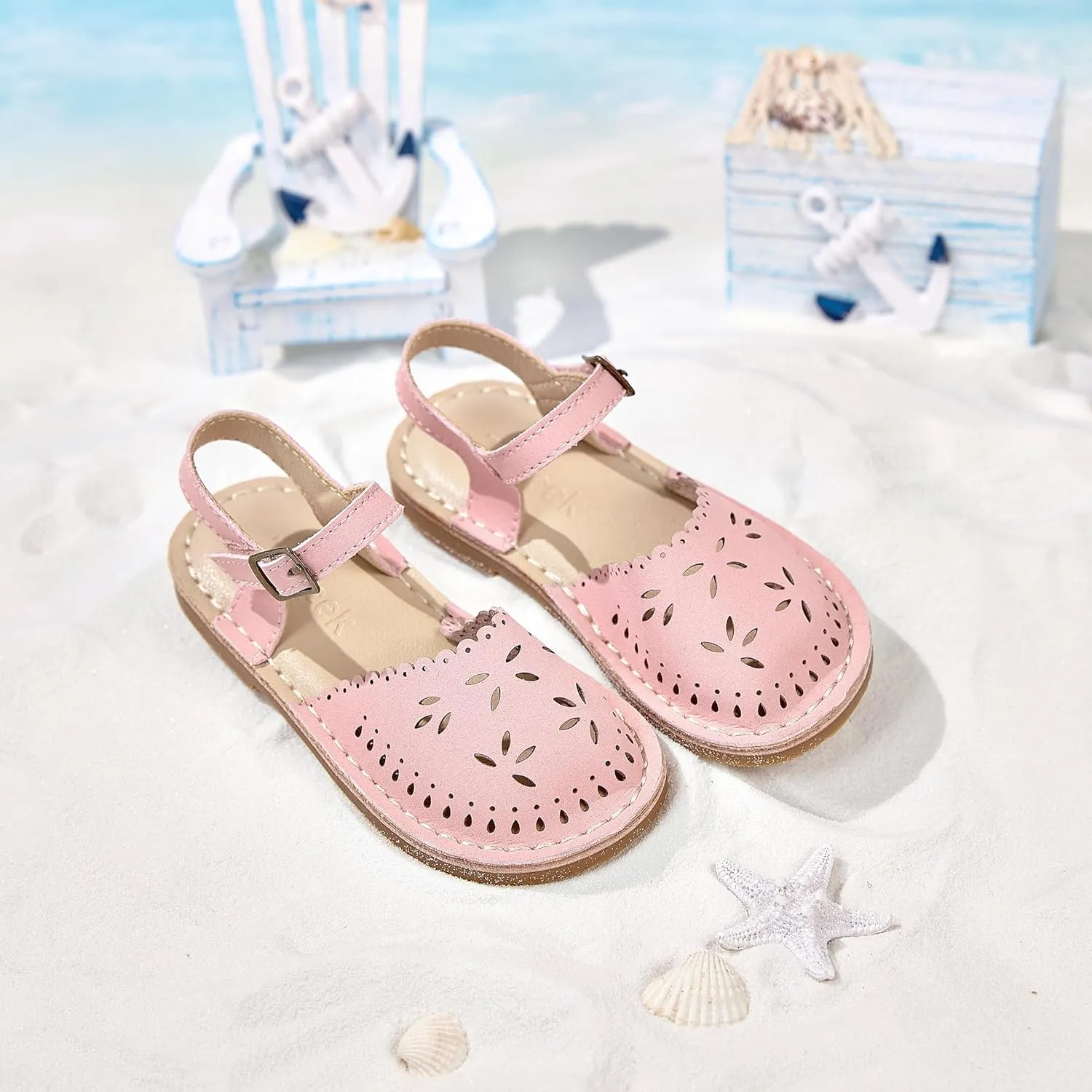 Girls Sandals 3-12 Years | Dressy & Play Shoes | Leather-Like for Outdoor School