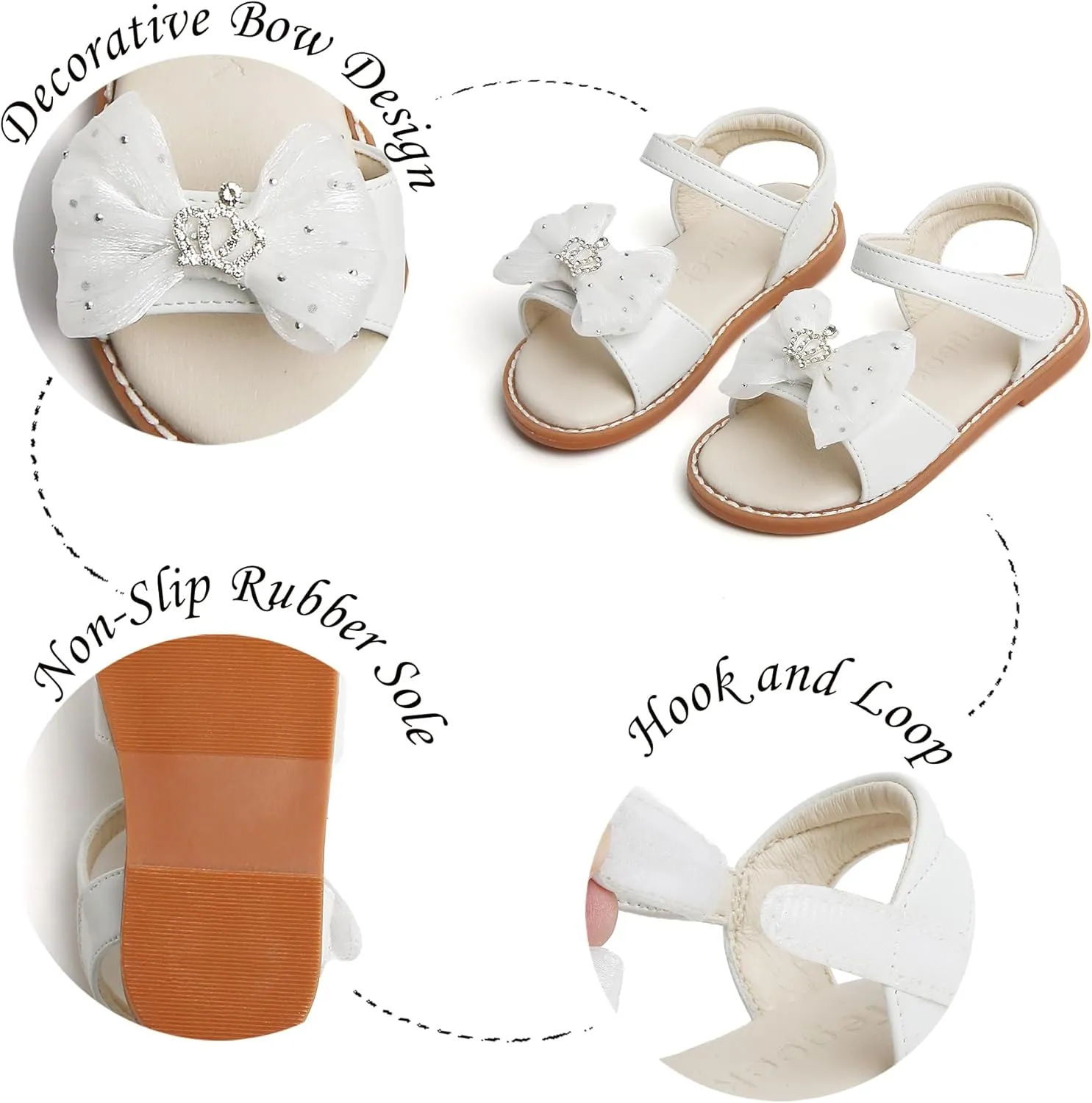 Girls Sandals 3-12 Years | Dressy & Play Shoes | Leather-Like for Outdoor School