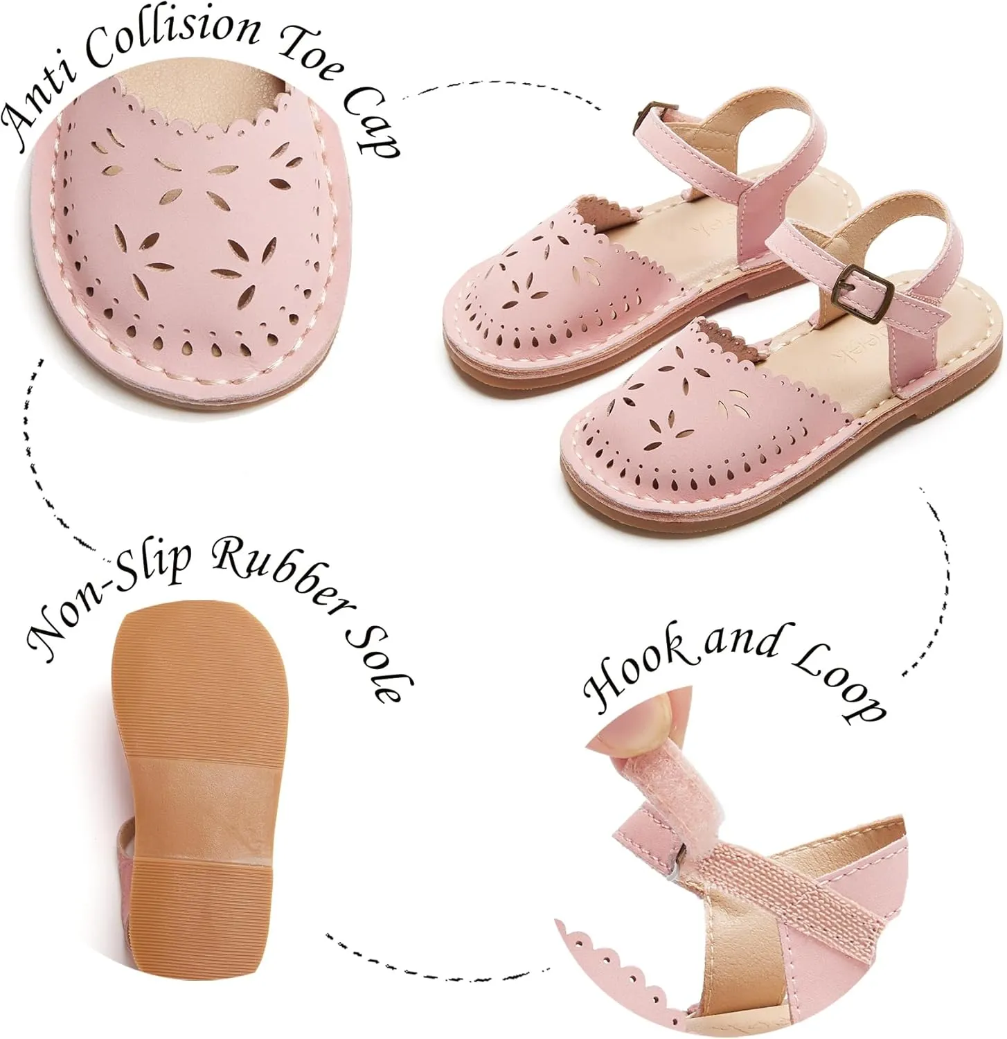 Girls Sandals 3-12 Years | Dressy & Play Shoes | Leather-Like for Outdoor School