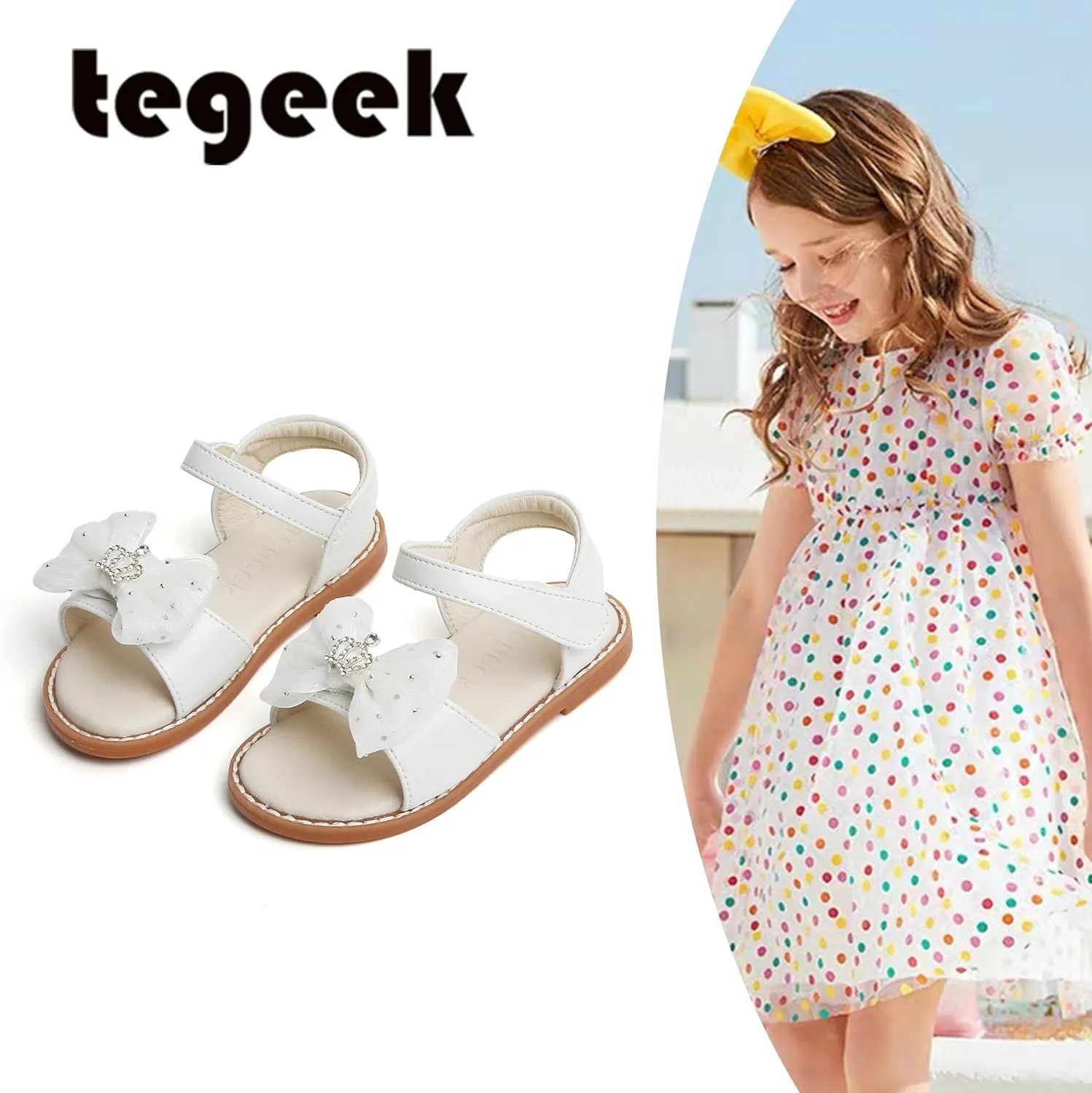 Girls Sandals 3-12 Years | Dressy & Play Shoes | Leather-Like for Outdoor School