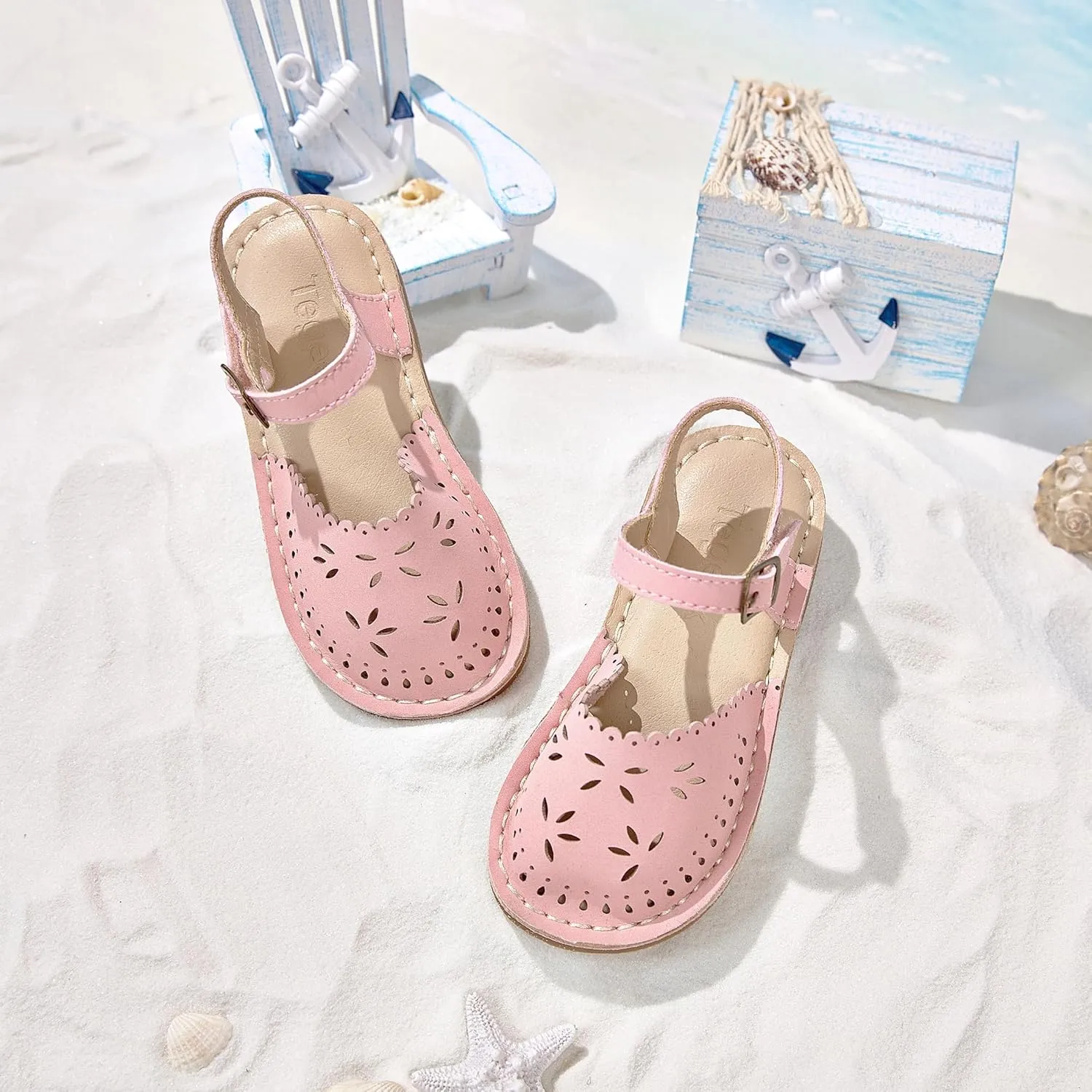 Girls Sandals 3-12 Years | Dressy & Play Shoes | Leather-Like for Outdoor School
