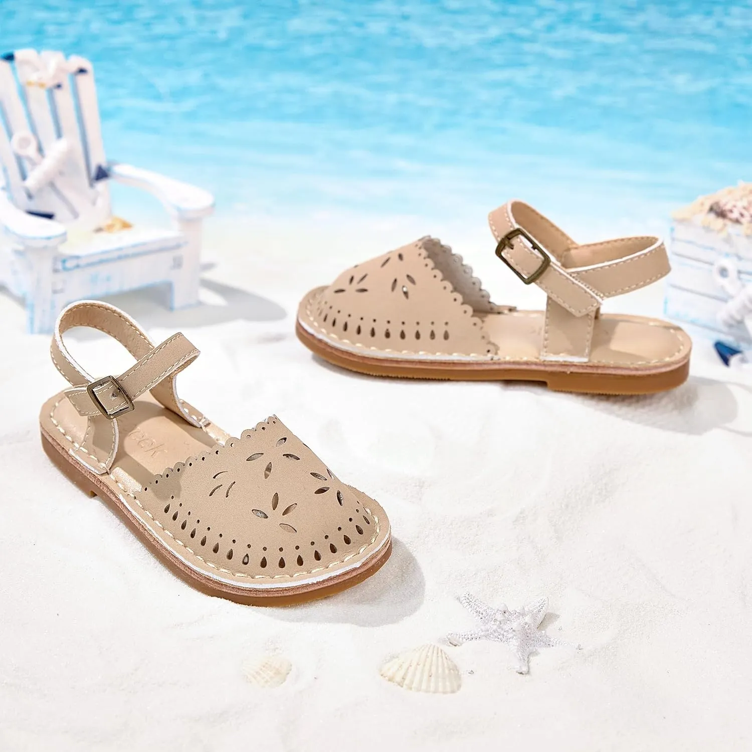 Girls Sandals 3-12 Years | Dressy & Play Shoes | Leather-Like for Outdoor School