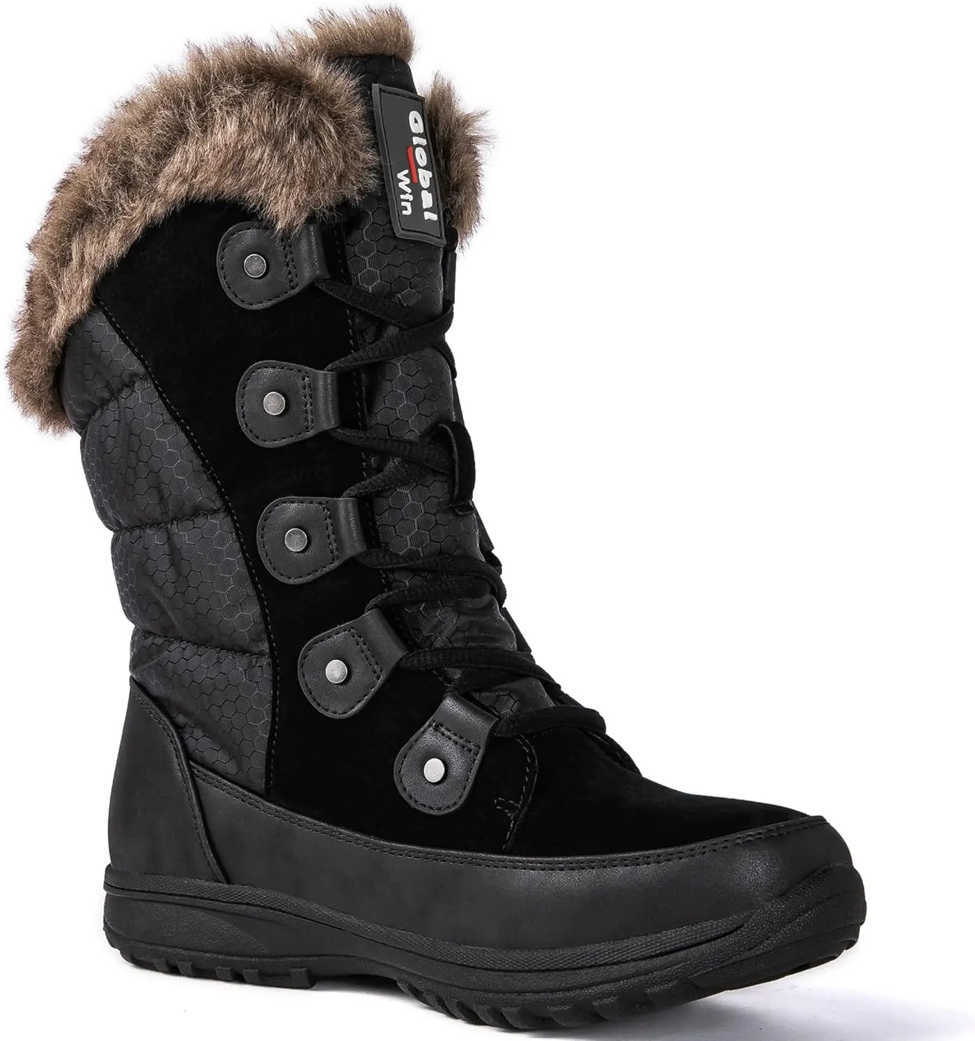 GLOBALWIN Women's Snow Boots Mid Calf Warm Winter Fashion Boots Comfortable Lace-UpWaterproof Boots Insulated Non-Slip Outdoor Shoes for Women