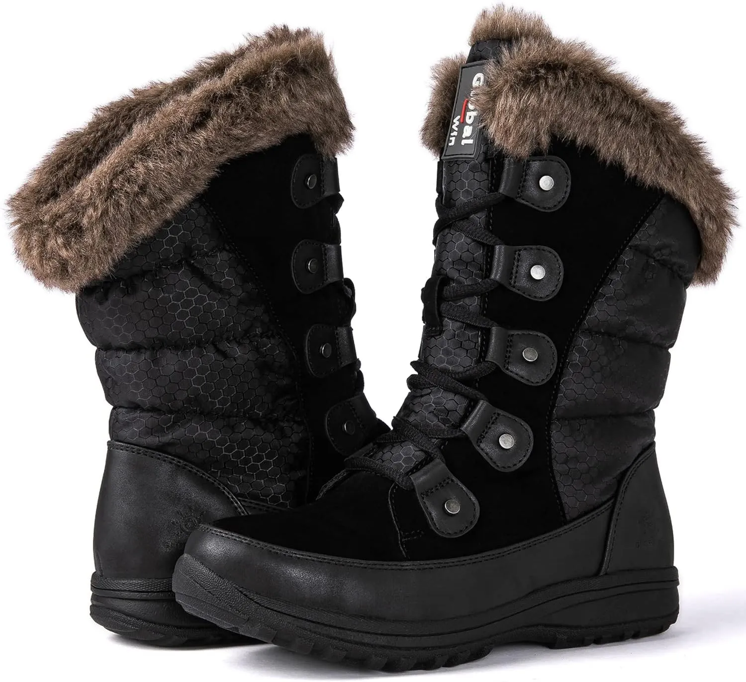 GLOBALWIN Women's Snow Boots Mid Calf Warm Winter Fashion Boots Comfortable Lace-UpWaterproof Boots Insulated Non-Slip Outdoor Shoes for Women