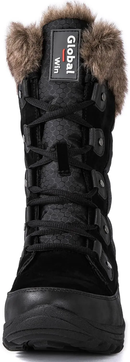 GLOBALWIN Women's Snow Boots Mid Calf Warm Winter Fashion Boots Comfortable Lace-UpWaterproof Boots Insulated Non-Slip Outdoor Shoes for Women