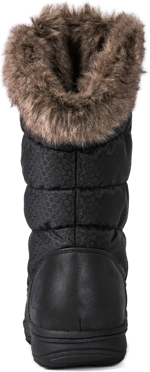 GLOBALWIN Women's Snow Boots Mid Calf Warm Winter Fashion Boots Comfortable Lace-UpWaterproof Boots Insulated Non-Slip Outdoor Shoes for Women