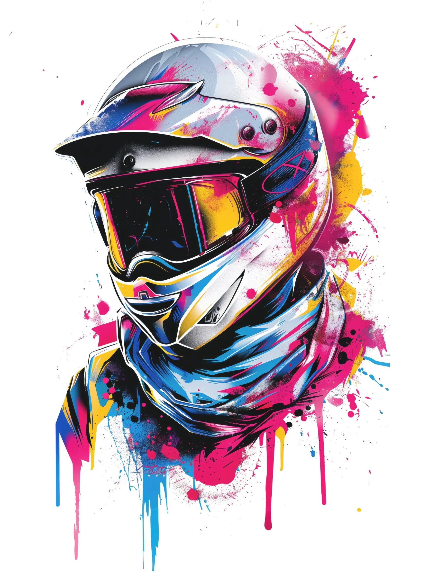 Graffiti Motocross Helmet T-Shirt - Cool Graphic Tee for Men