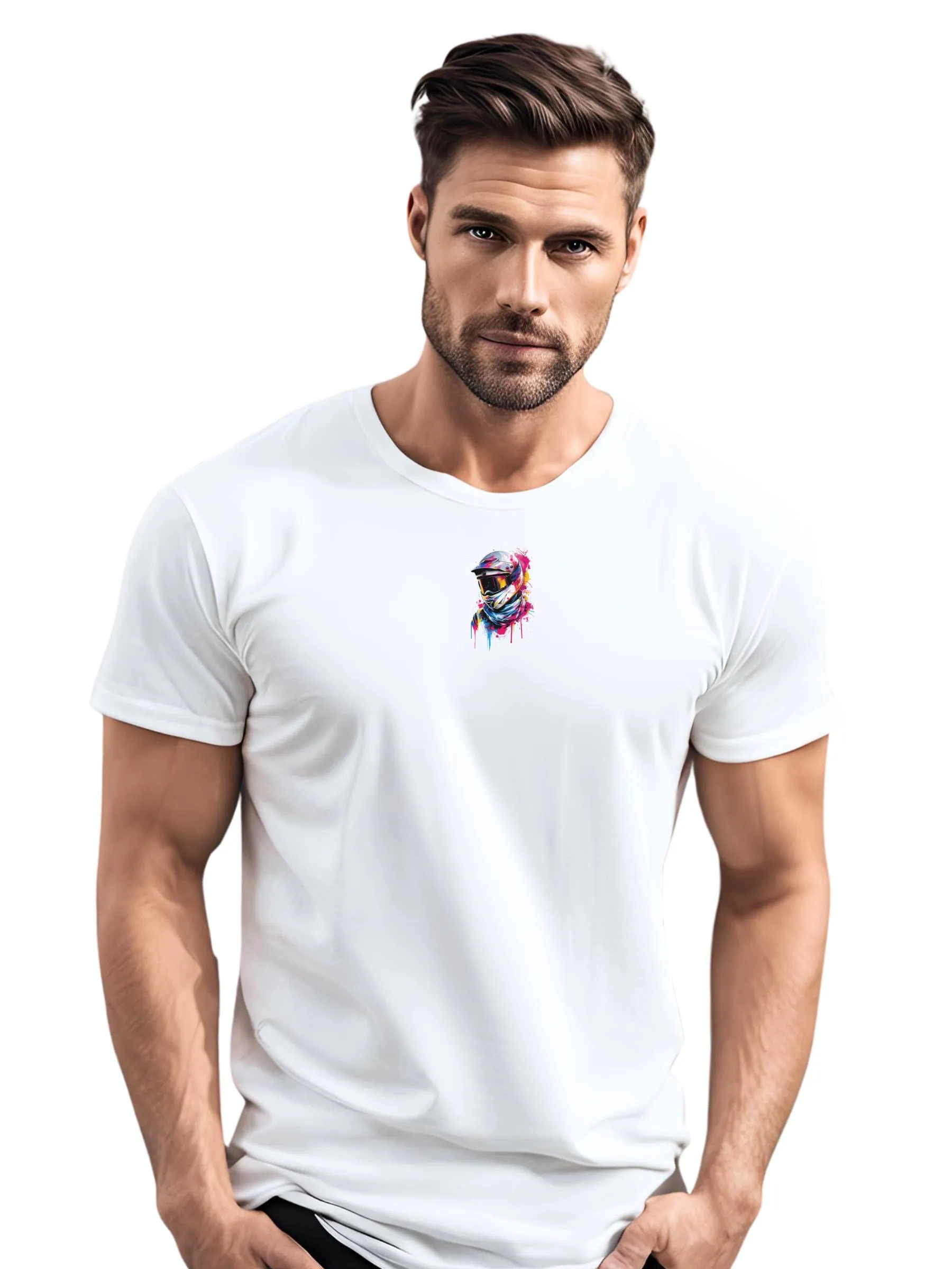 Graffiti Motocross Helmet T-Shirt - Cool Graphic Tee for Men